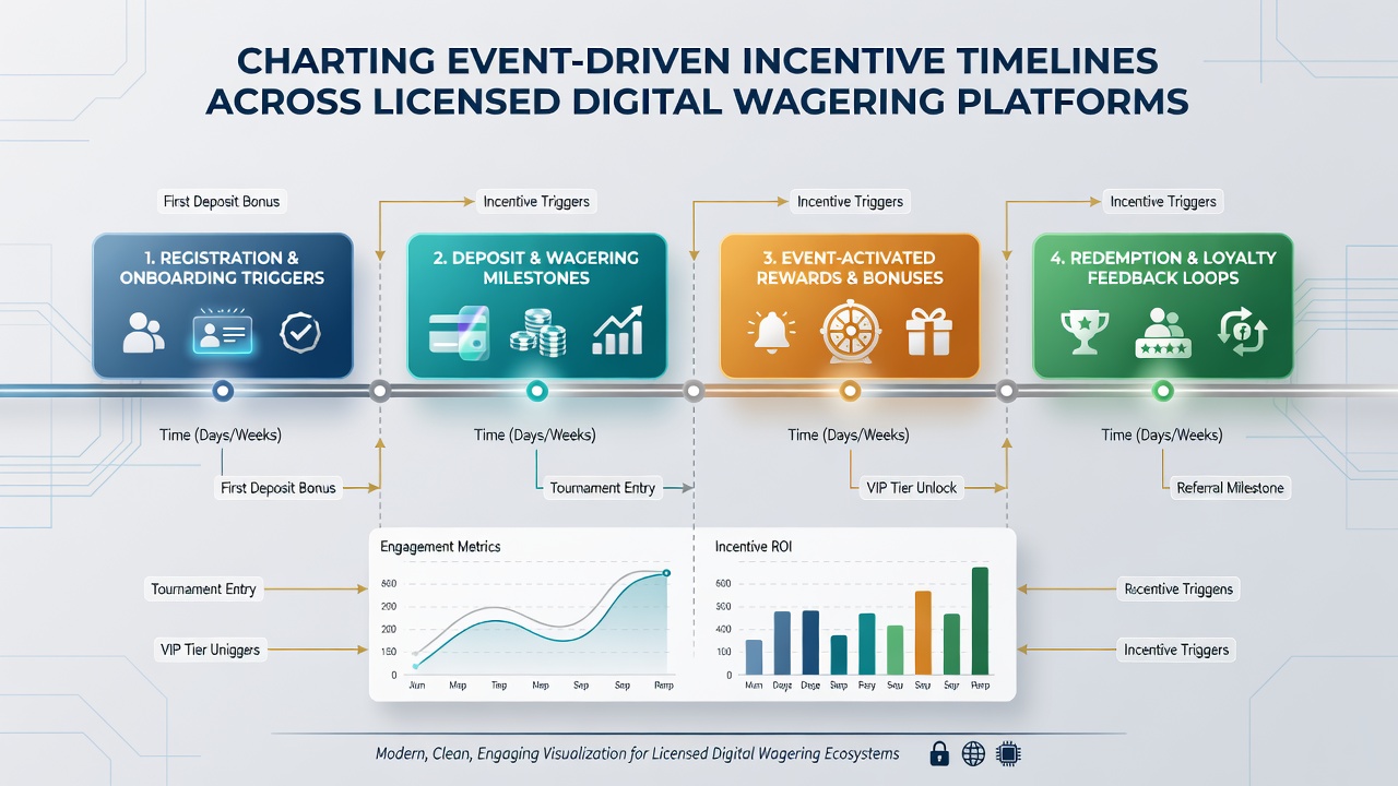 Analytics chart illustrating phased timelines for event-based bonuses with deposit windows and playthrough deadlines