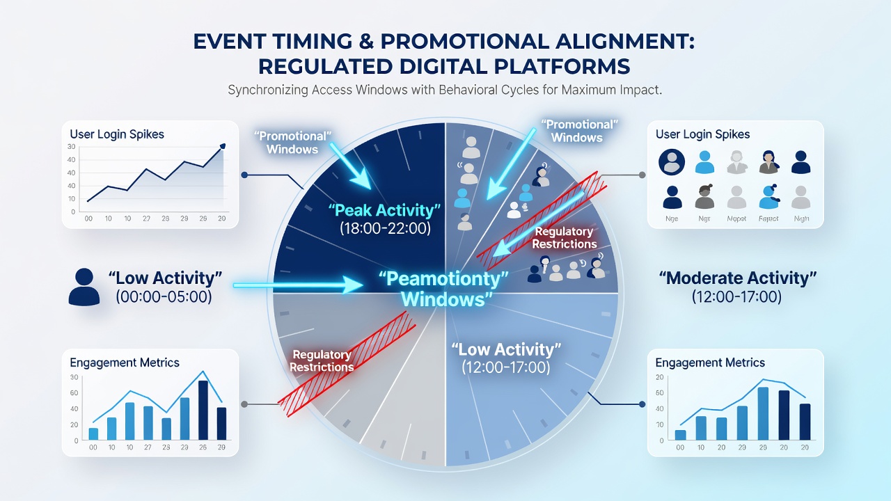 Analytics chart illustrating alignment between user login cycles and promotional release schedules on digital betting platforms