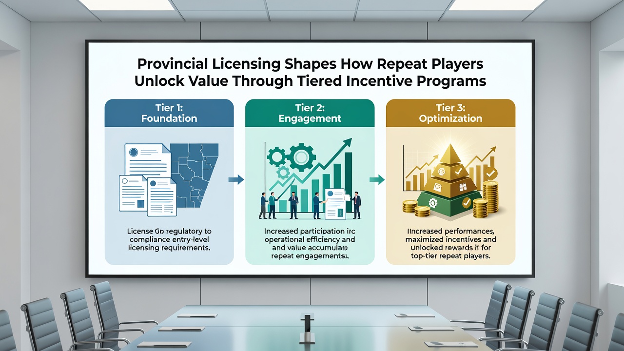 Player loyalty dashboard showing tier progression and provincial compliance indicators